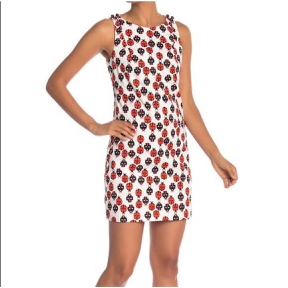 Trina Turk Dottey Ladybug Lady Bug Stretch Cotton Shift Dress Size 8 NWT - Picture 1 of 16